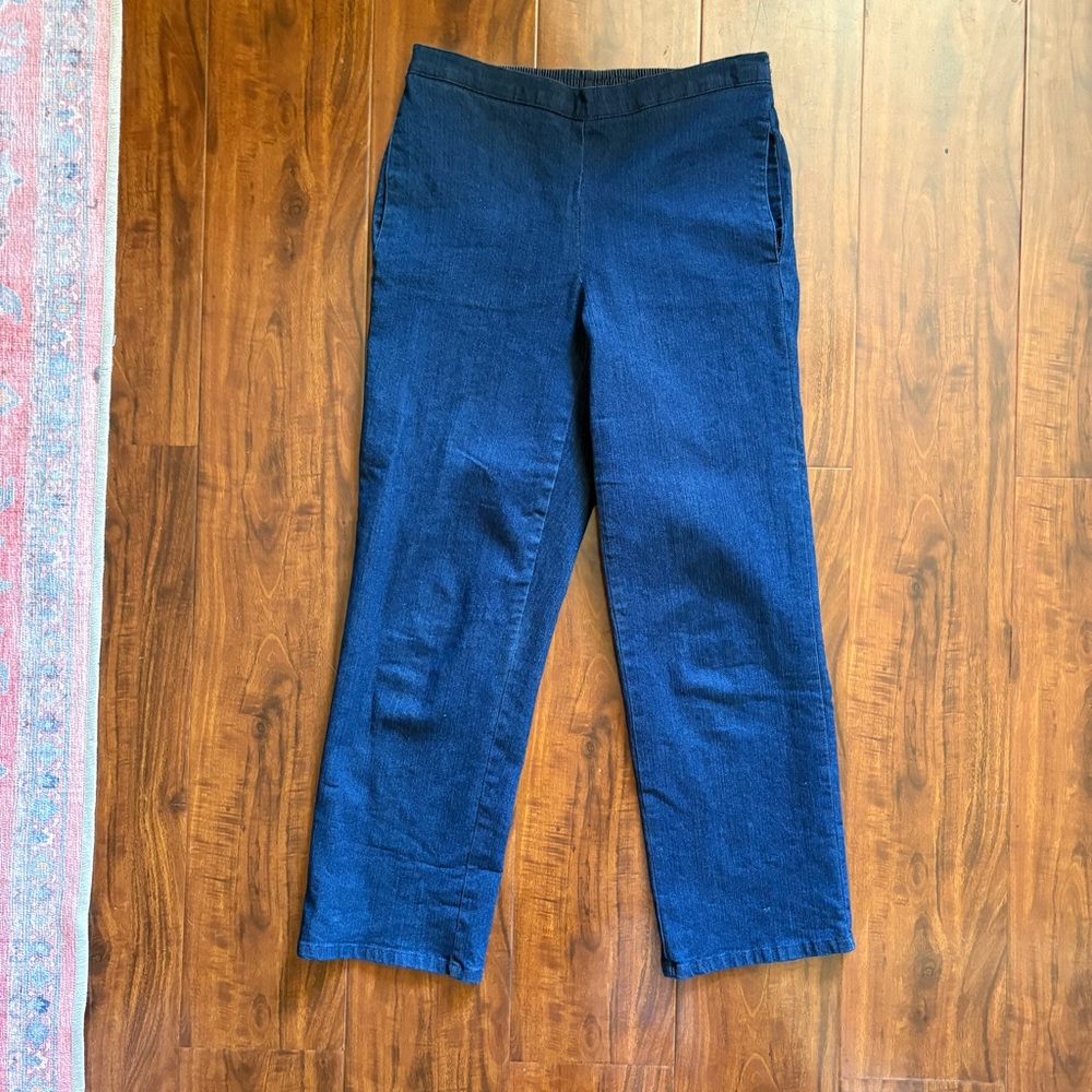 Alfred Dunner Navy stretch denim pants elastic waist